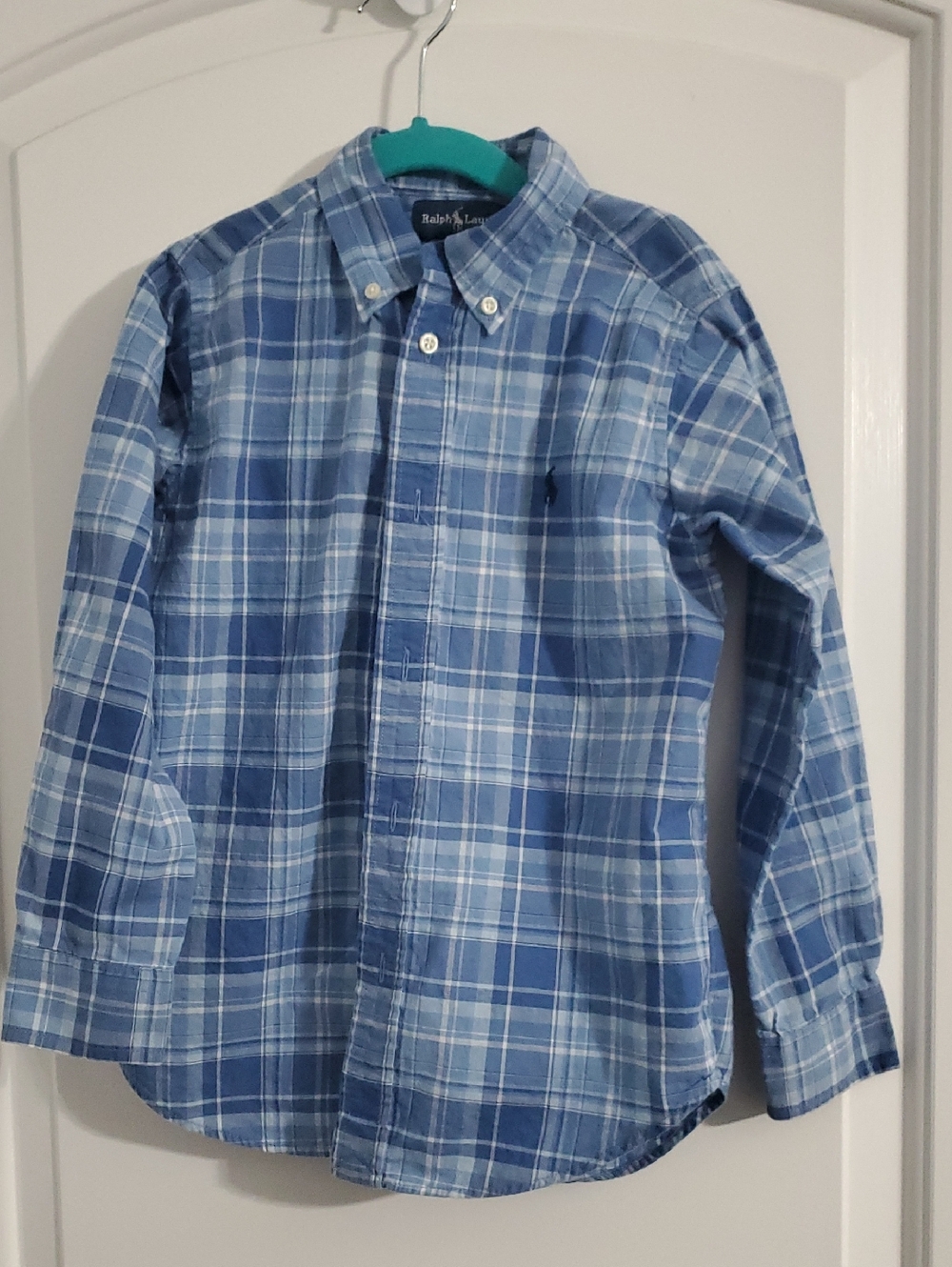 Ralph Lauren Boys' Light & Navy Blue Plaid Button-Down Shirt